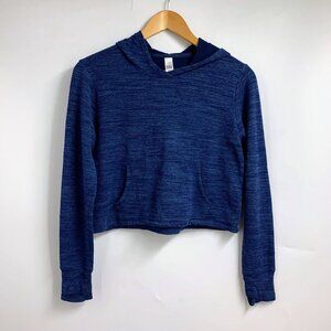 Athleta Girl Youth Heathered Cropped Long Sleeve Pullover Hoodie Sweatshirt SZ L